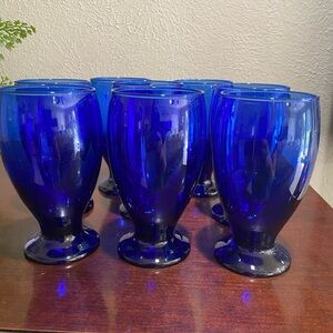 Vintage, Set of 8, Cristar Lexington Cobalt Blue Pedestal Goblets